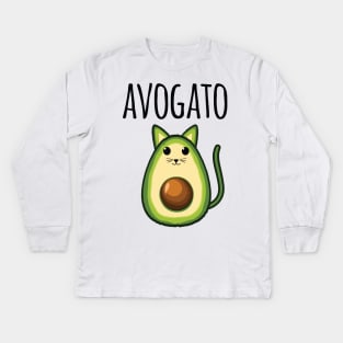 Avogato Funny Avocado Cat Kids Long Sleeve T-Shirt